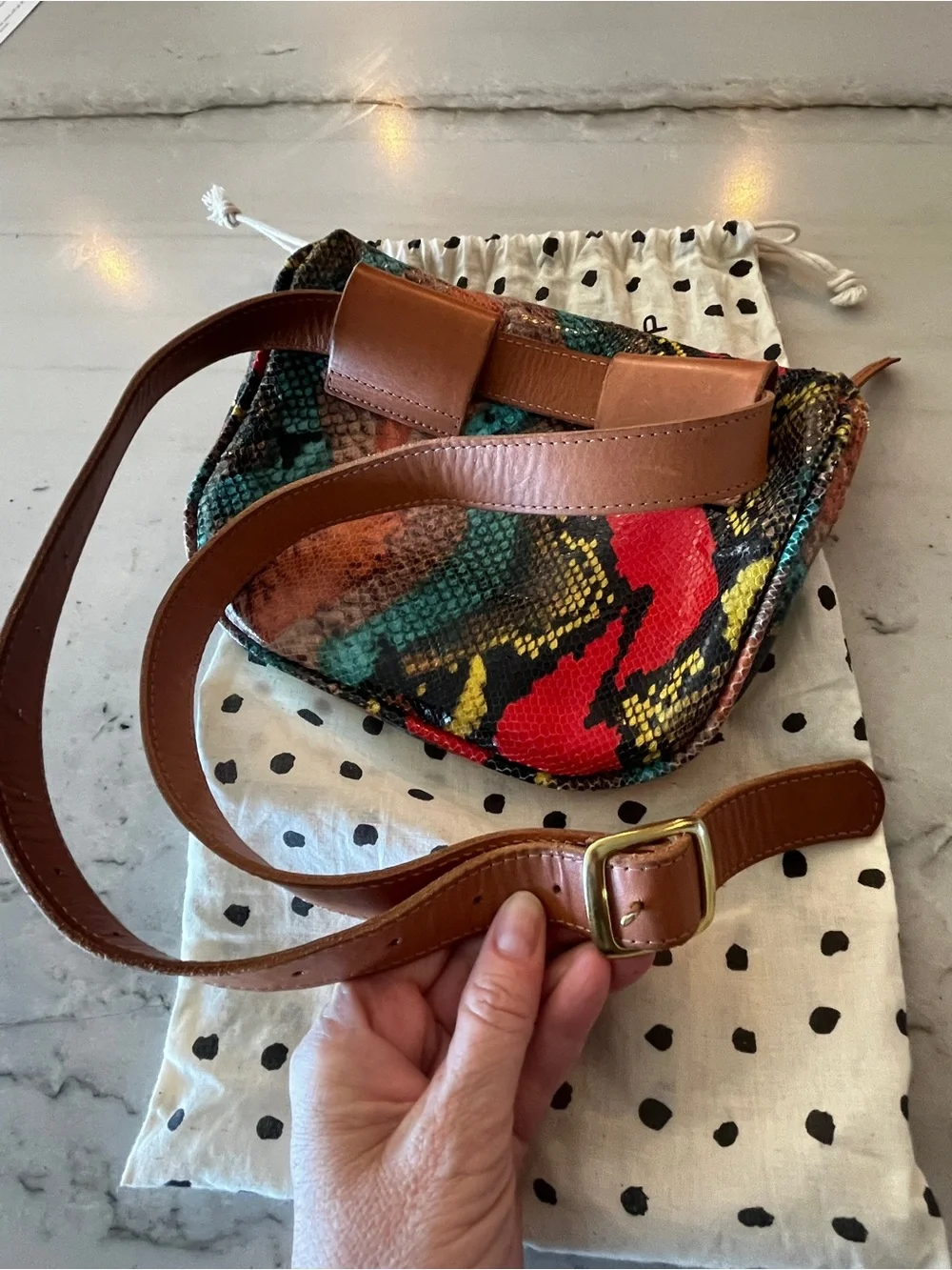 Clare V. Poppy Snake Striped Leather Belt Bag Fanny Pack  Rare